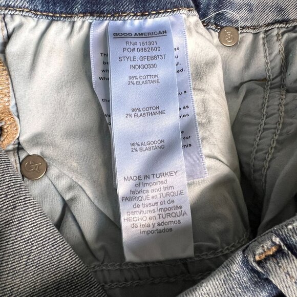 Good American Flared Jeans Size 10 Raw/Distressed Hem Button-Fly Light Wash - Picture 5 of 8
